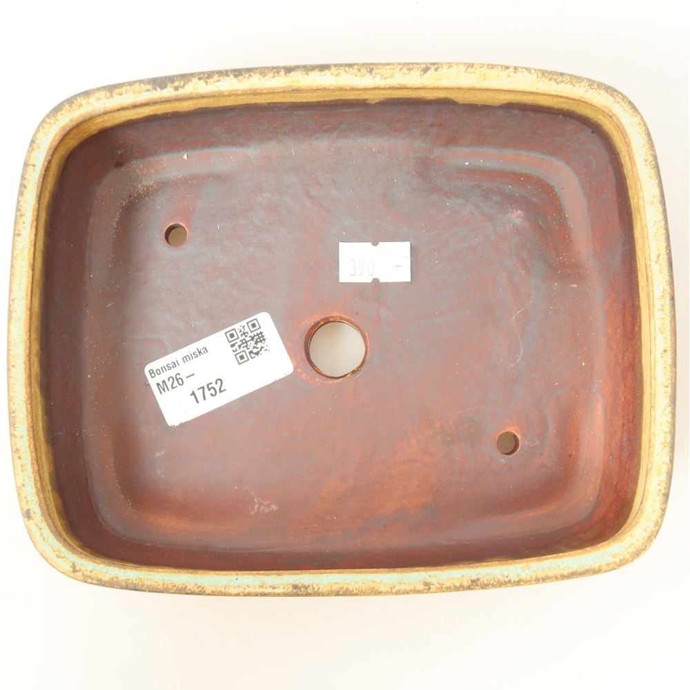 Ceramic bonsai pot, 17.5 x 13.5 x 4.5 cm, green
