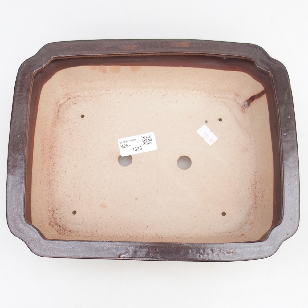 Ceramic bonsai bowl 27,5 x 22 x 7 cm, brown