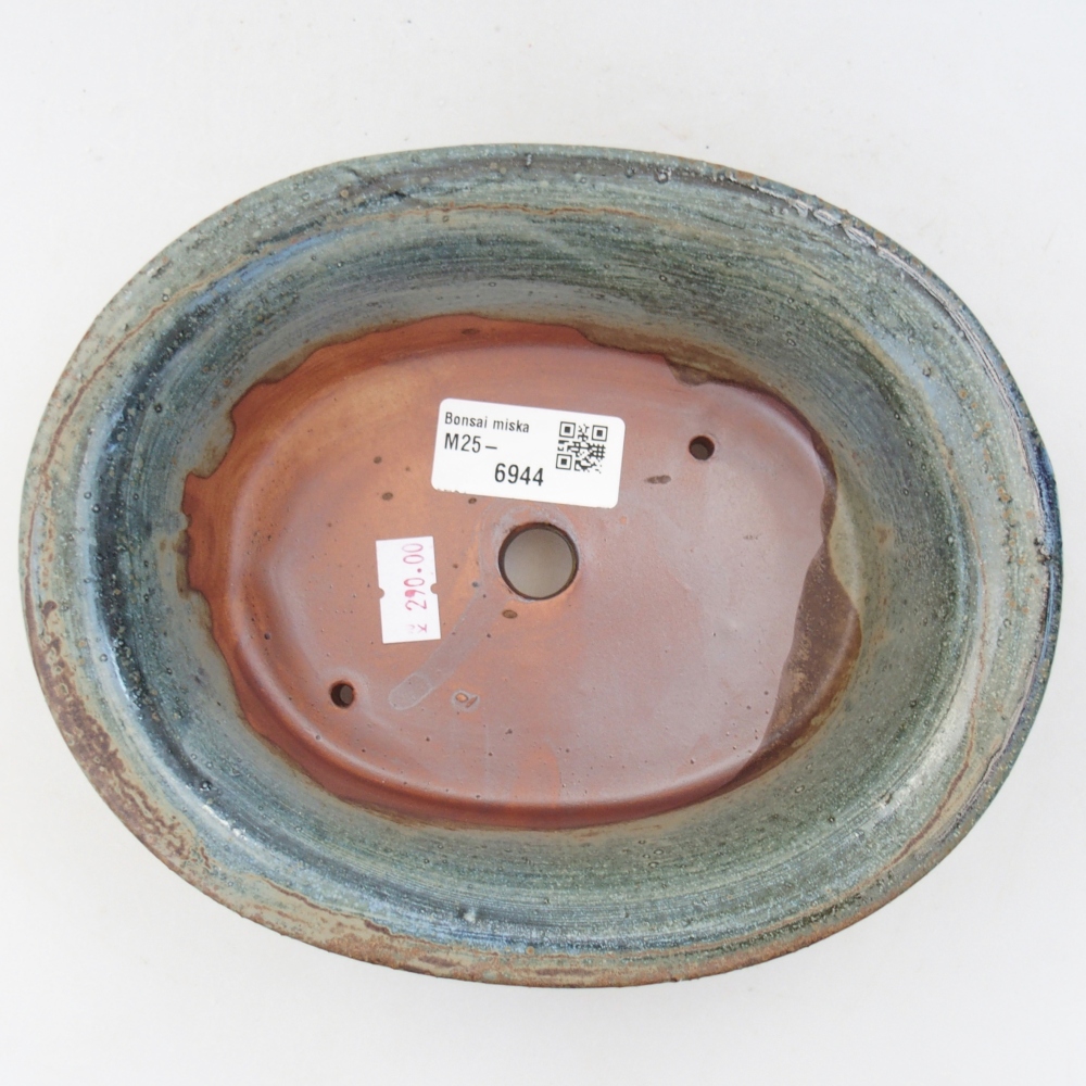Ceramic bonsai bowl 19,5 x 15,5 x 6,5 cm, green