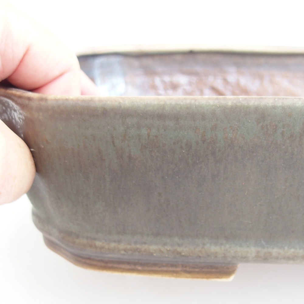 Ceramic bonsai bowl 24 x 20,5 x 6 cm, green