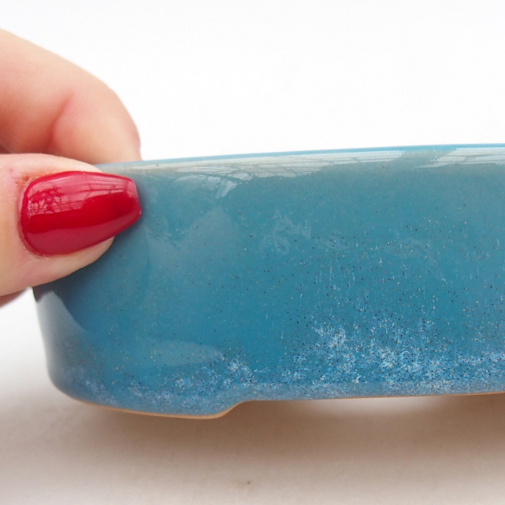 Ceramic bonsai bowl 12,5 x 10 x 3,5 cm, colour blue