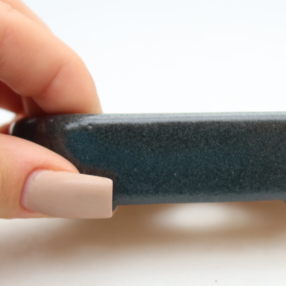 Ceramic bonsai pot, 10 x 8 x 2.5 cm, gray