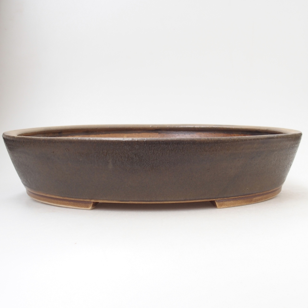 Ceramic bonsai bowl 31,5 x 27,5 x 6 cm, brown