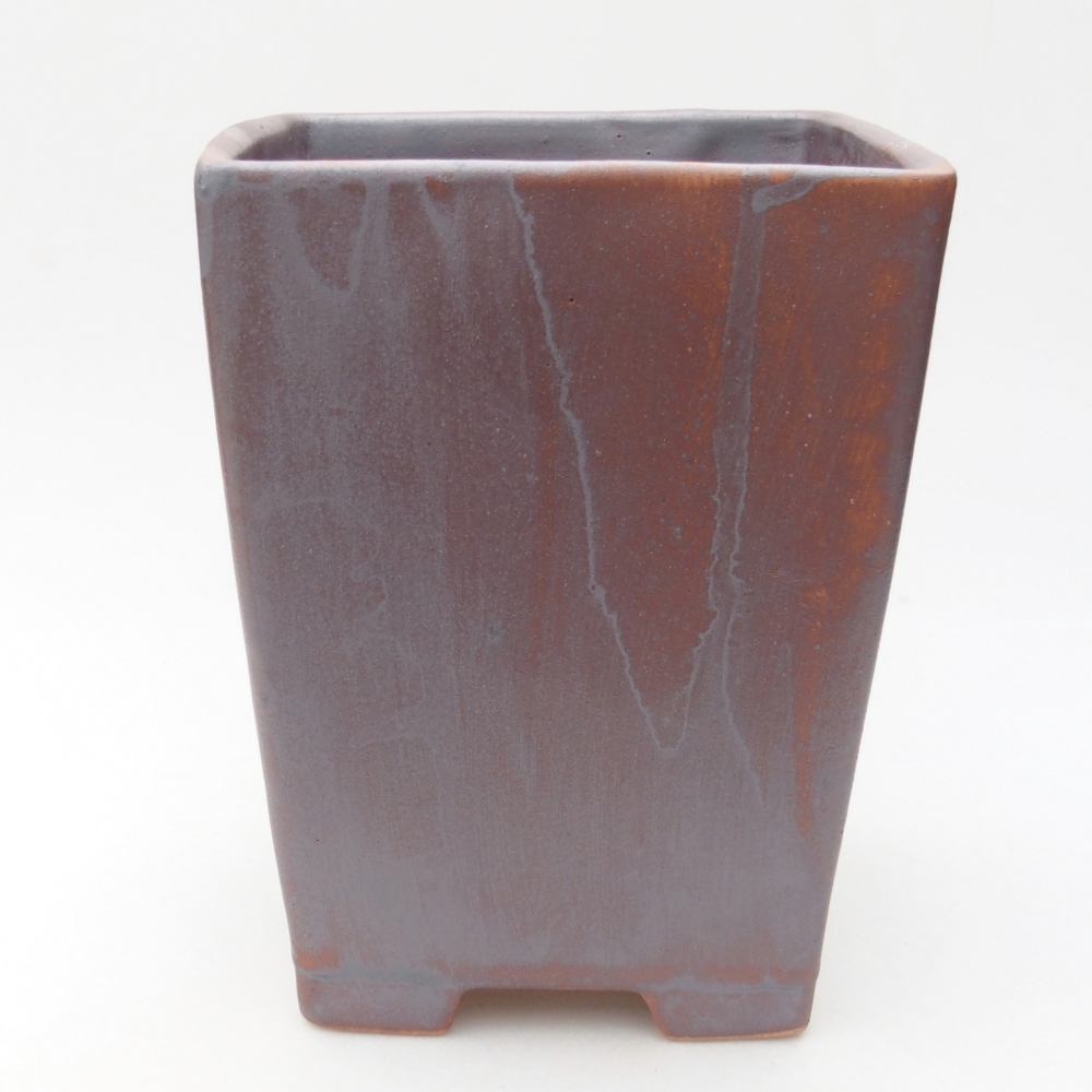 Ceramic bonsai bowl 15 x 15 x 19,5 cm, metal colour