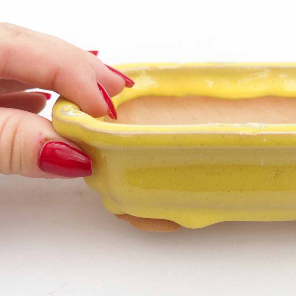 Ceramic bonsai bowl 14 x 11 x 4 cm, yellow