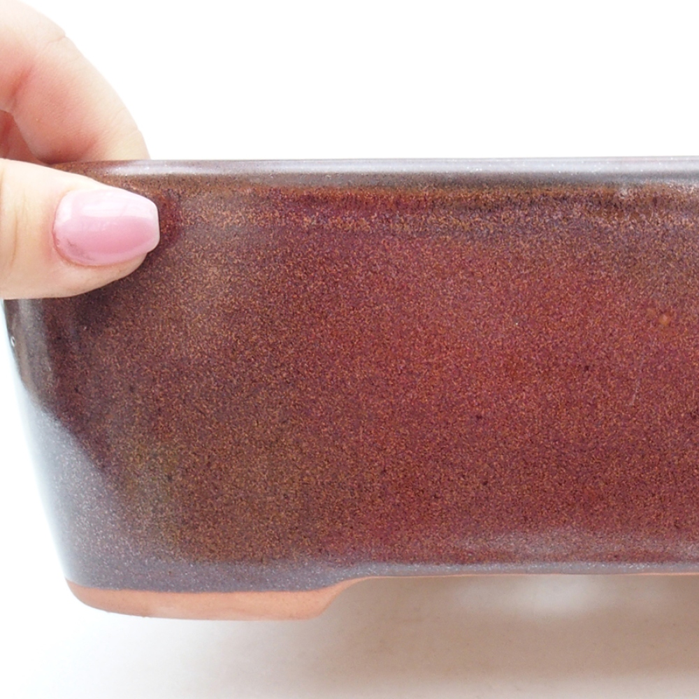 Ceramic bonsai bowl 23 x 18 x 7,5 cm, color brown