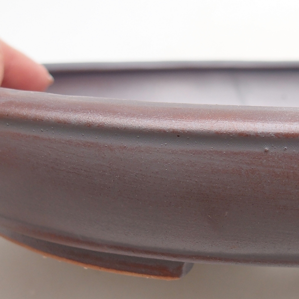 Ceramic bonsai bowl 24 x 19,5 x 4 cm, metal colour