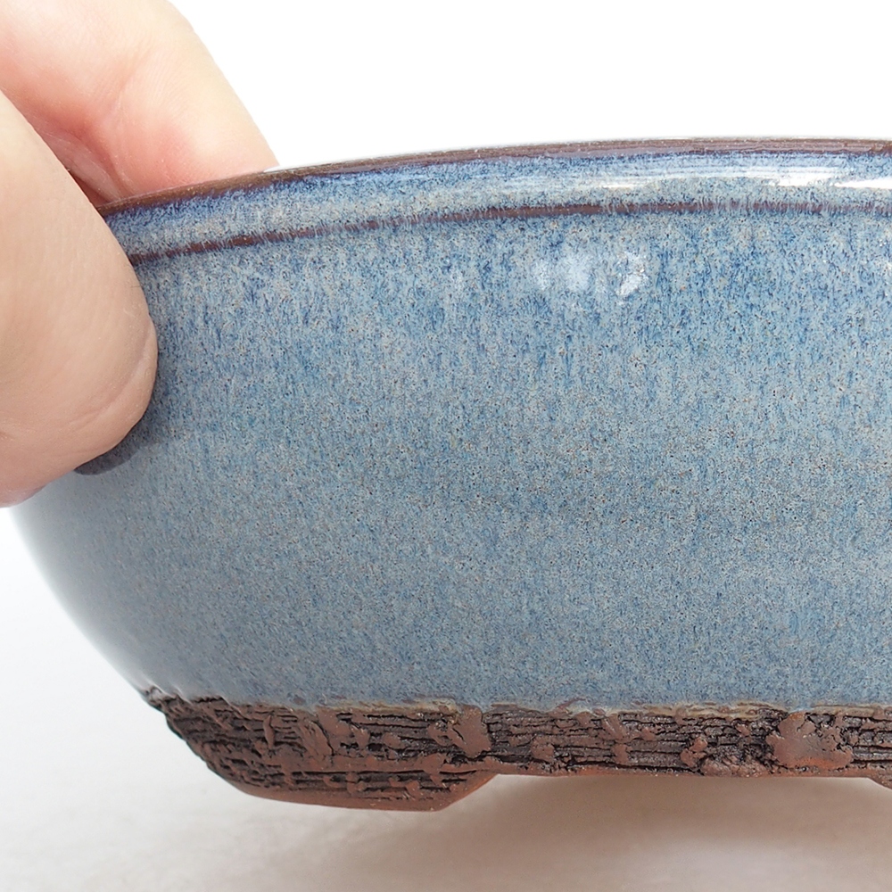 Ceramic bonsai bowl 19,5 x 19,5 x 6 cm, colour blue