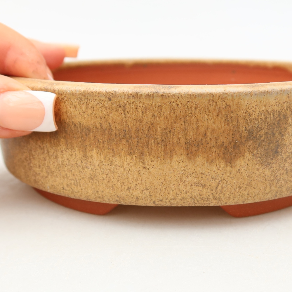 Ceramic bonsai bowl 15 x 15 x 4,5 cm, brown