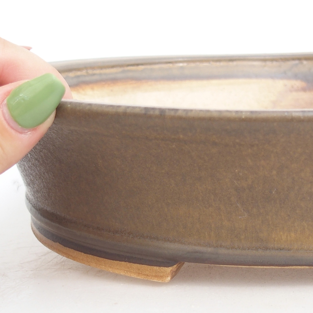 Ceramic bonsai bowl 28 x 25 x 6,5 cm, green
