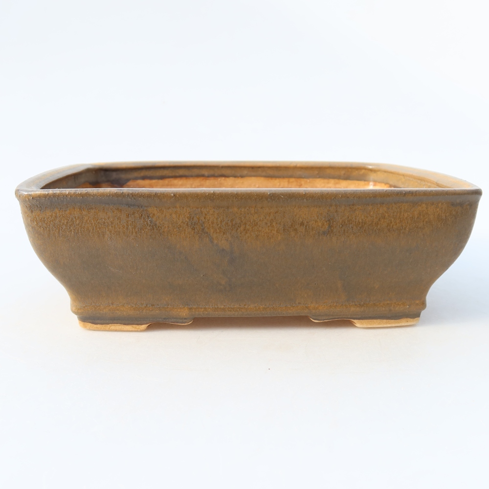 Ceramic bonsai pot, 18.5 x 15.5 x 6 cm, brown