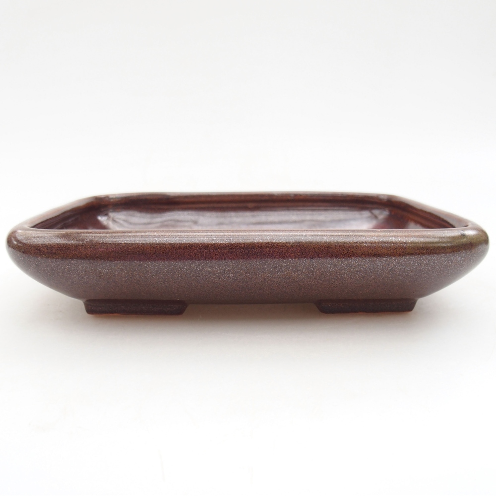 Ceramic bonsai bowl 17 x 14 x 3,5 cm, color brown