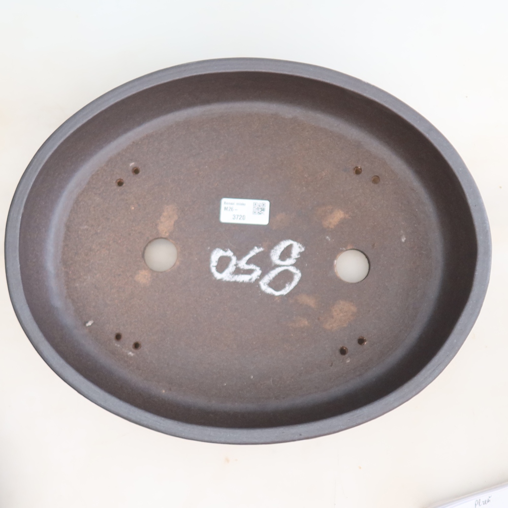 Ceramic bonsai pot, 37.5 x 30.5 x 8 cm, brown