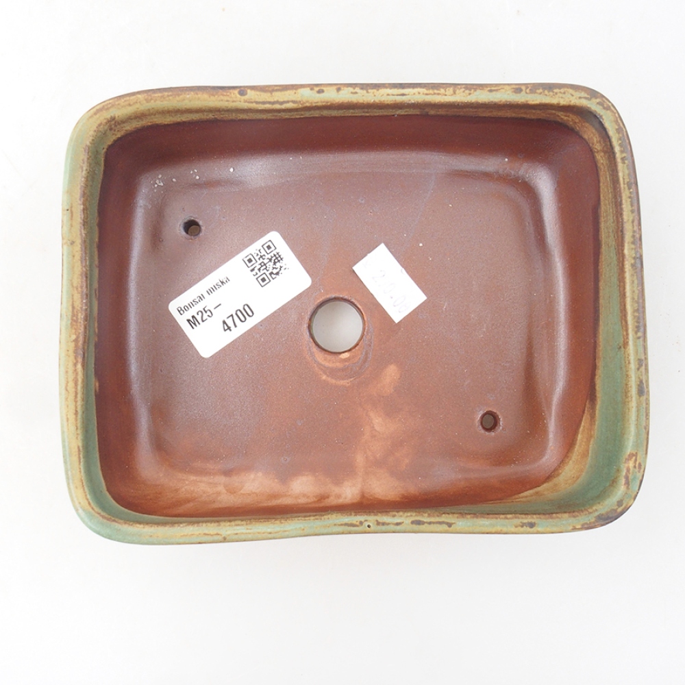 Ceramic bonsai bowl 15 x 12 x 4,5 cm, color green