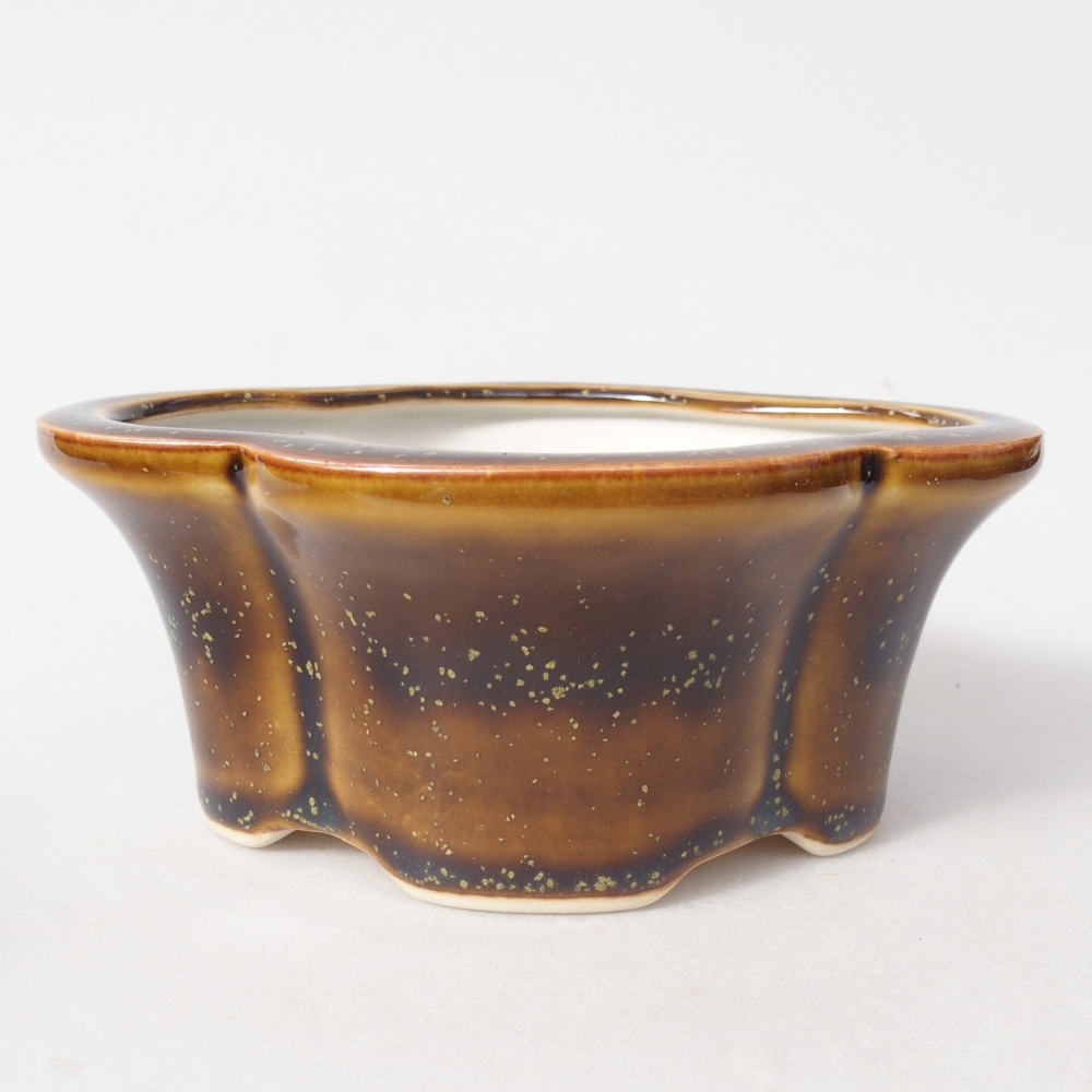 Ceramic bonsai bowl 12,5 x 10 x 5,5 cm, yellow