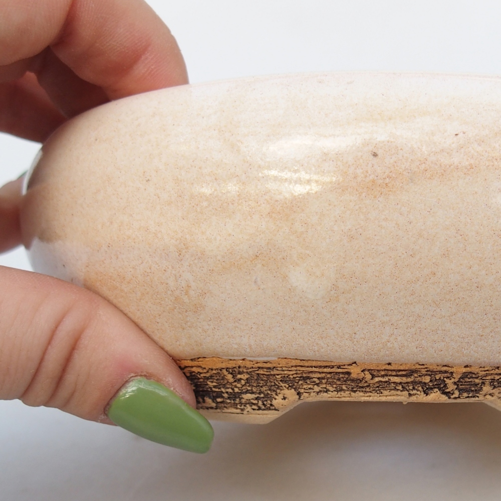 Ceramic bonsai bowl 14,5 x 14,5 x 5,5 cm, colour beige