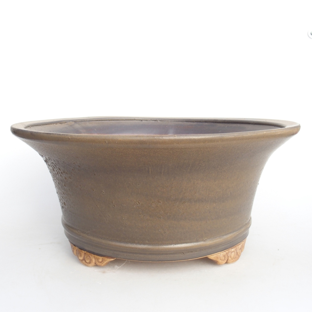 Ceramic bonsai bowl 31,5 x 31,5 x 14 cm, brown
