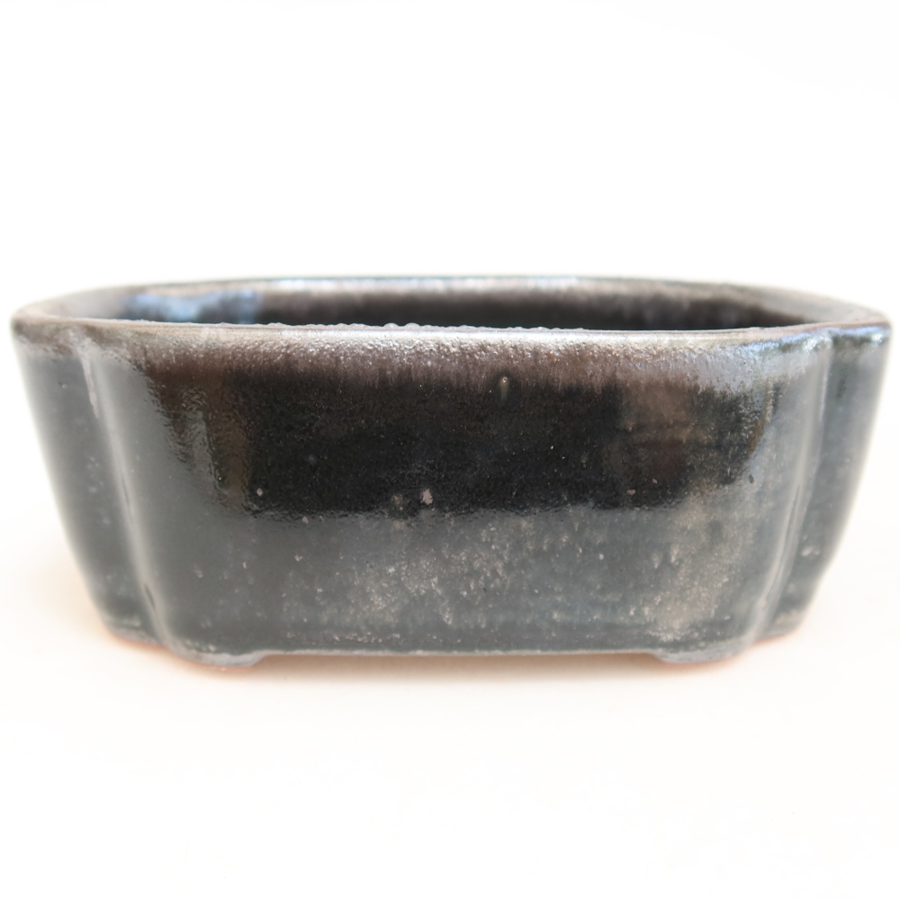 Ceramic bonsai pot, 12.5 x 10 x 4.5 cm, metallic color