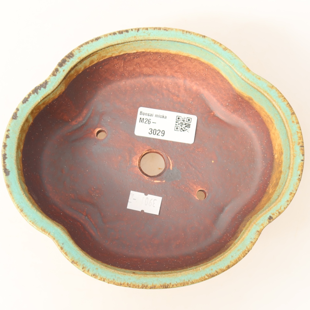 Ceramic bonsai bowl 17 x 15,5 x 5,5 cm, green
