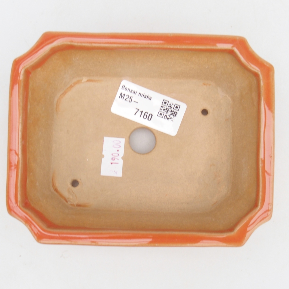Ceramic bonsai bowl 13 x 10,5 x 4 cm, orange