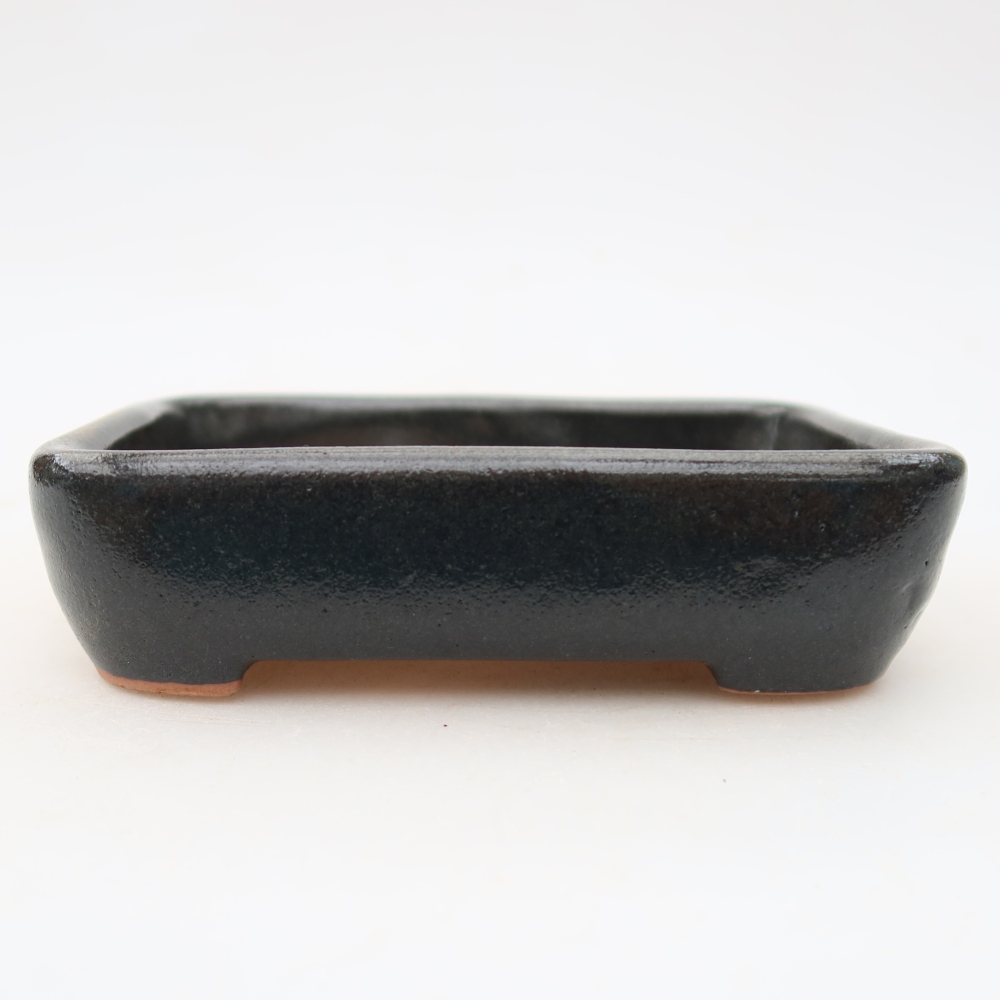 Ceramic bonsai pot, 12.5 x 9 x 3.5 cm, black