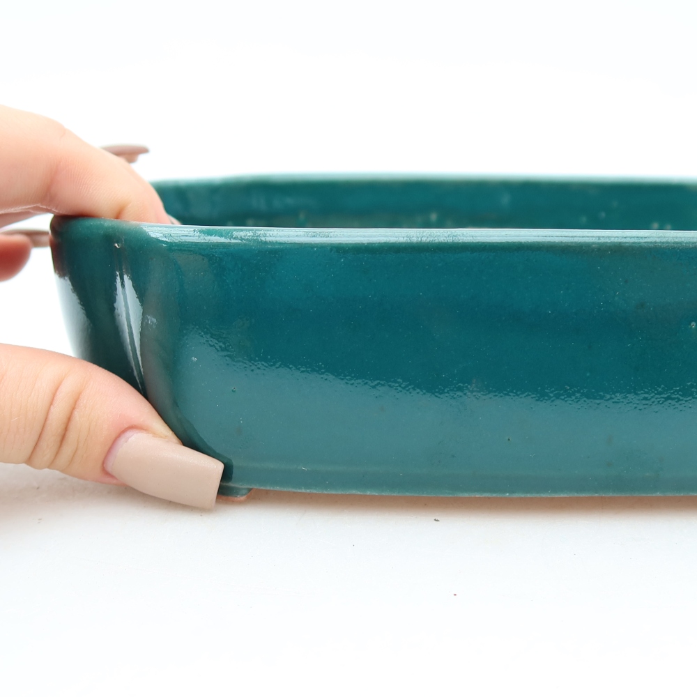 Ceramic bonsai pot, 18.5 x 13 x 5 cm, green