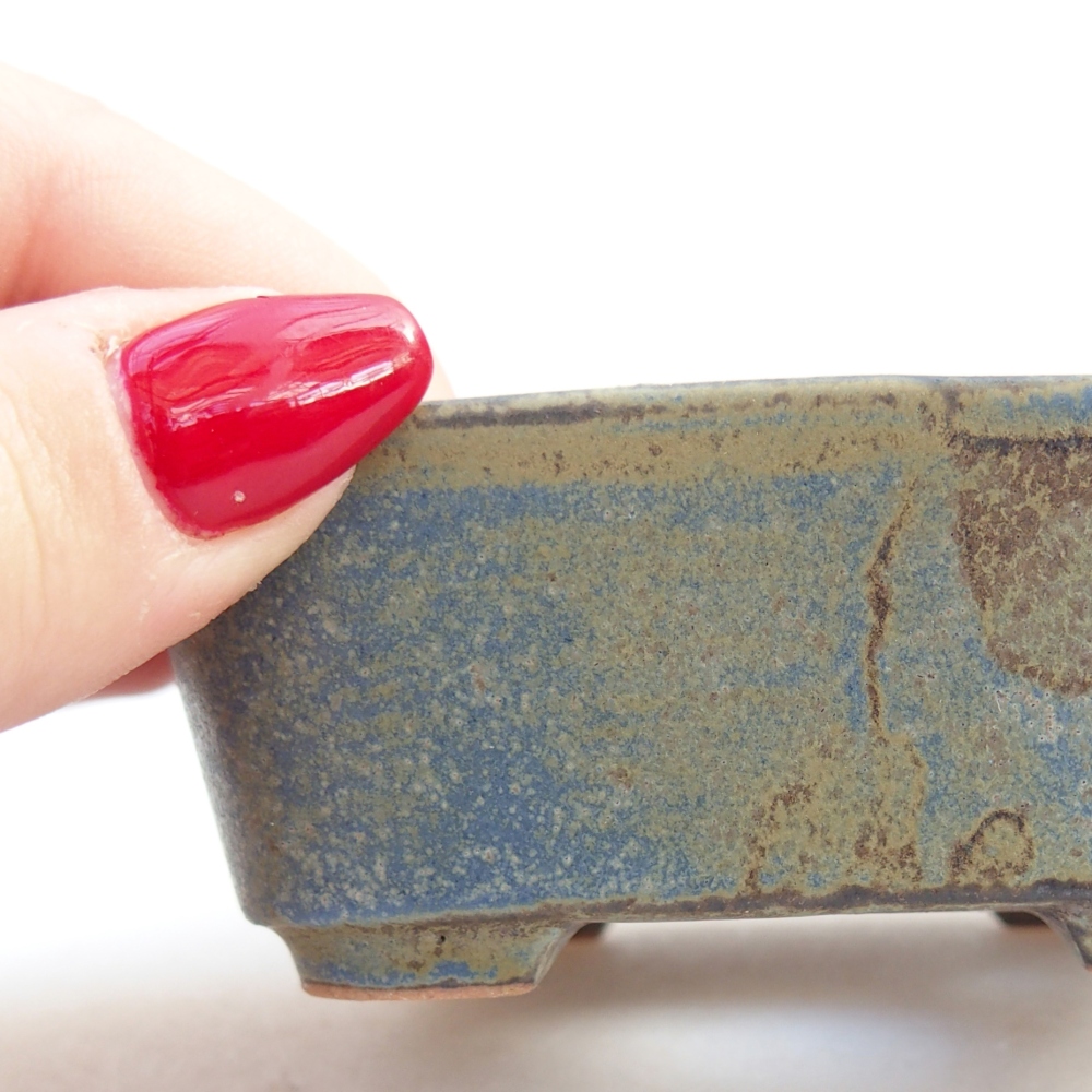 Ceramic bonsai bowl 14,5 x 10,5 x 4,5 cm, colour blue