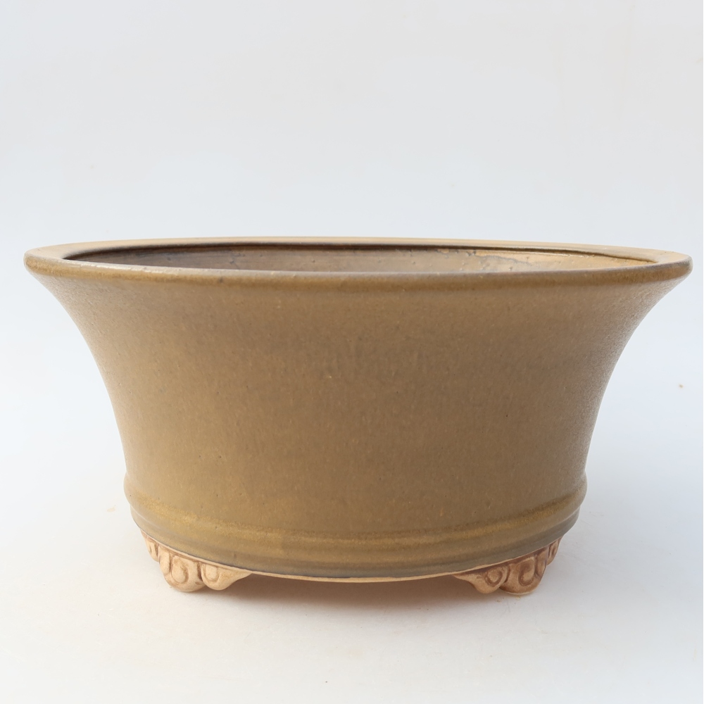 Ceramic bonsai pot, 24.5 x 24.5 x 11.5 cm, brown