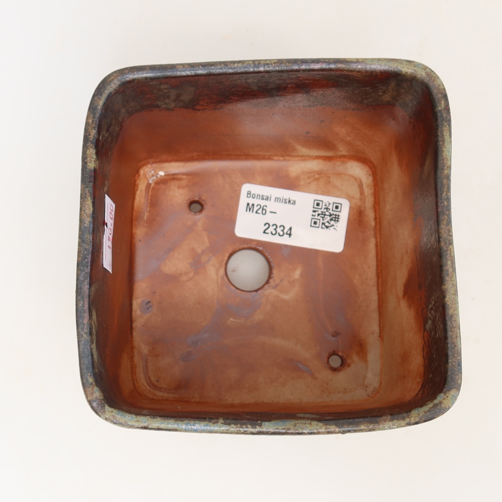 Ceramic bonsai pot, 10.5 x 10.5 x 8.5 cm, brown