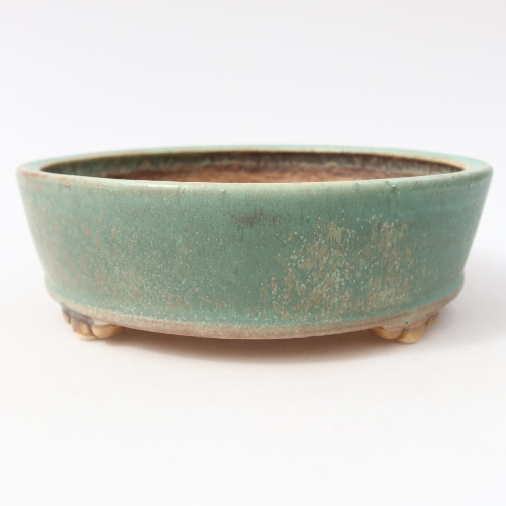 Ceramic bonsai bowl 15,5 x 15,5 x 5 cm, green