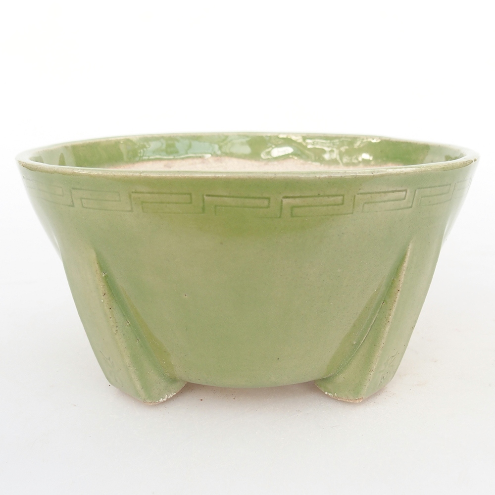 Ceramic bonsai bowl 13,5 x 13,5 x 6,5 cm, green