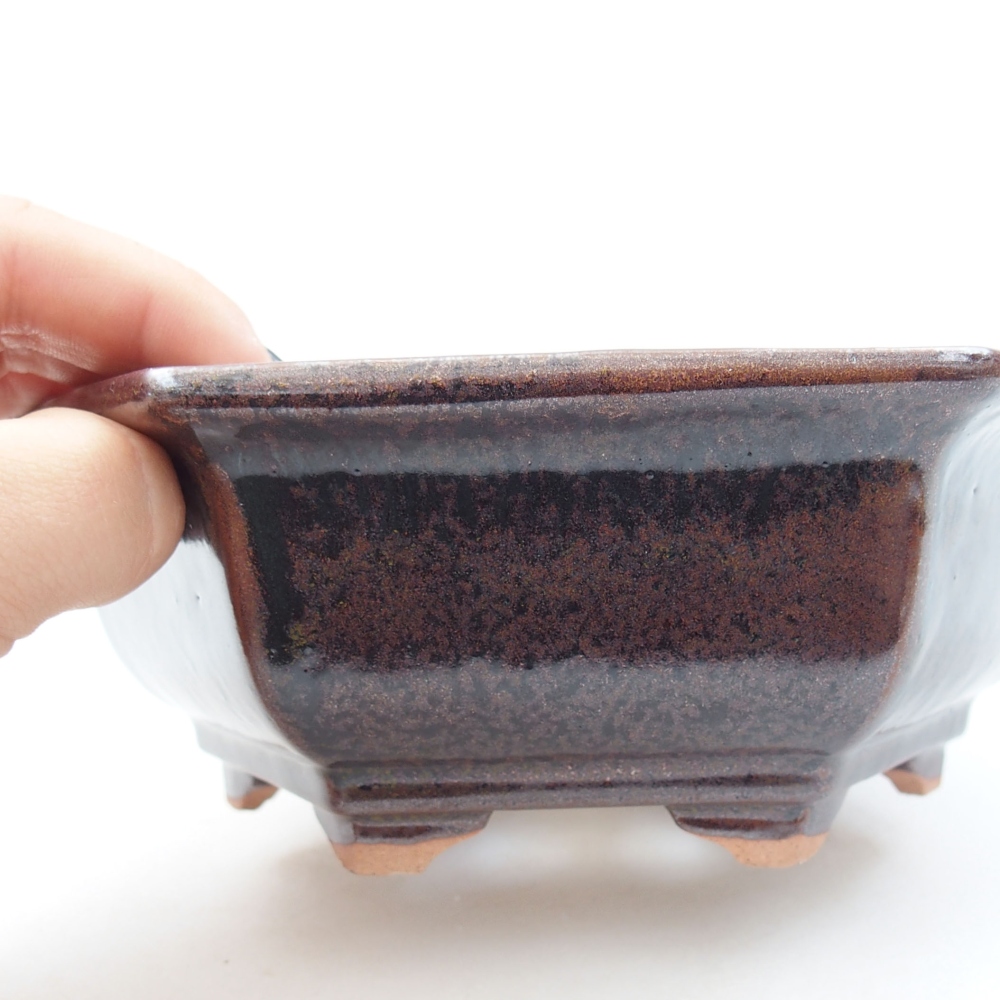 Ceramic bonsai bowl 17 x 15 x 6 cm, color brown