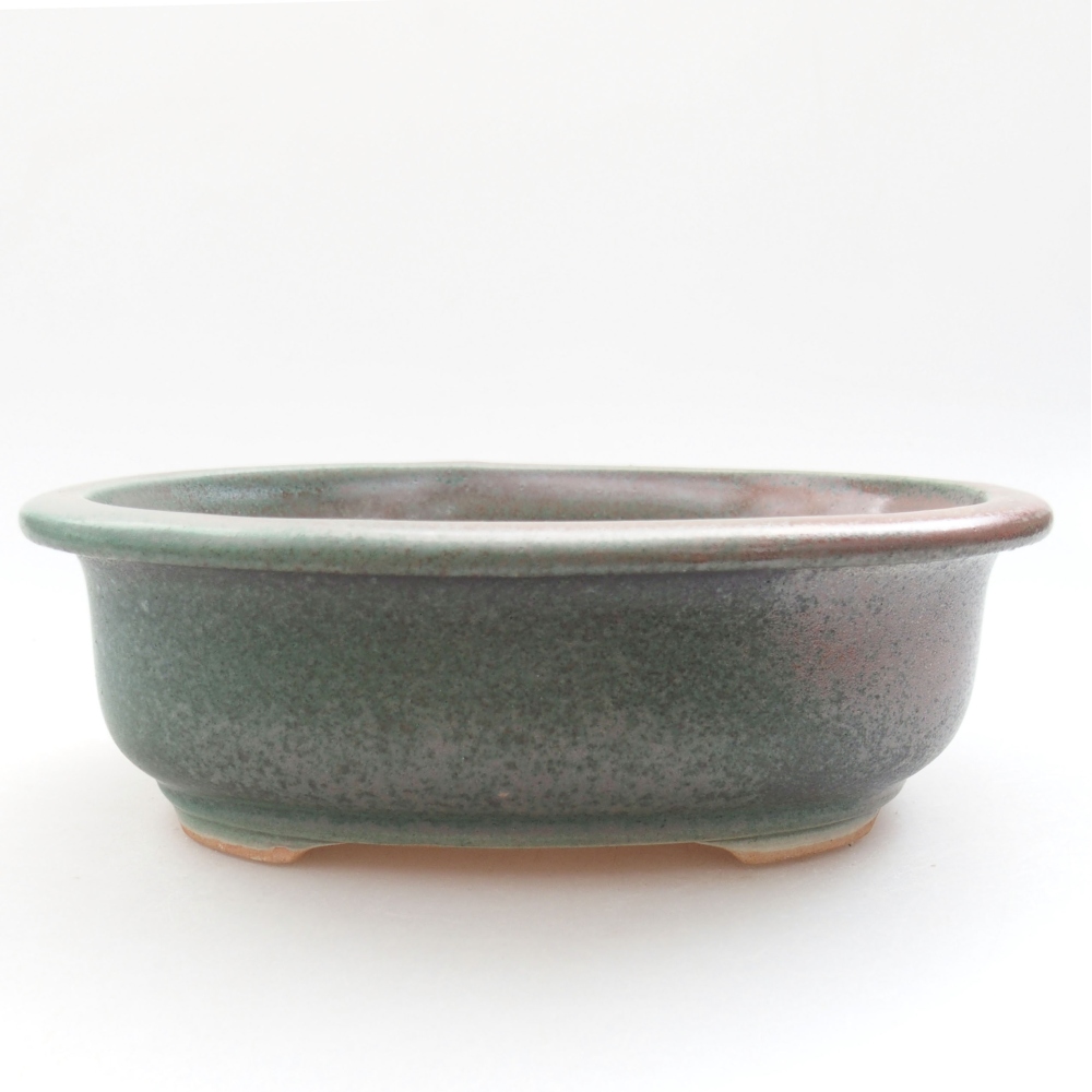 Ceramic bonsai bowl 18 x 15 x 6 cm, color green