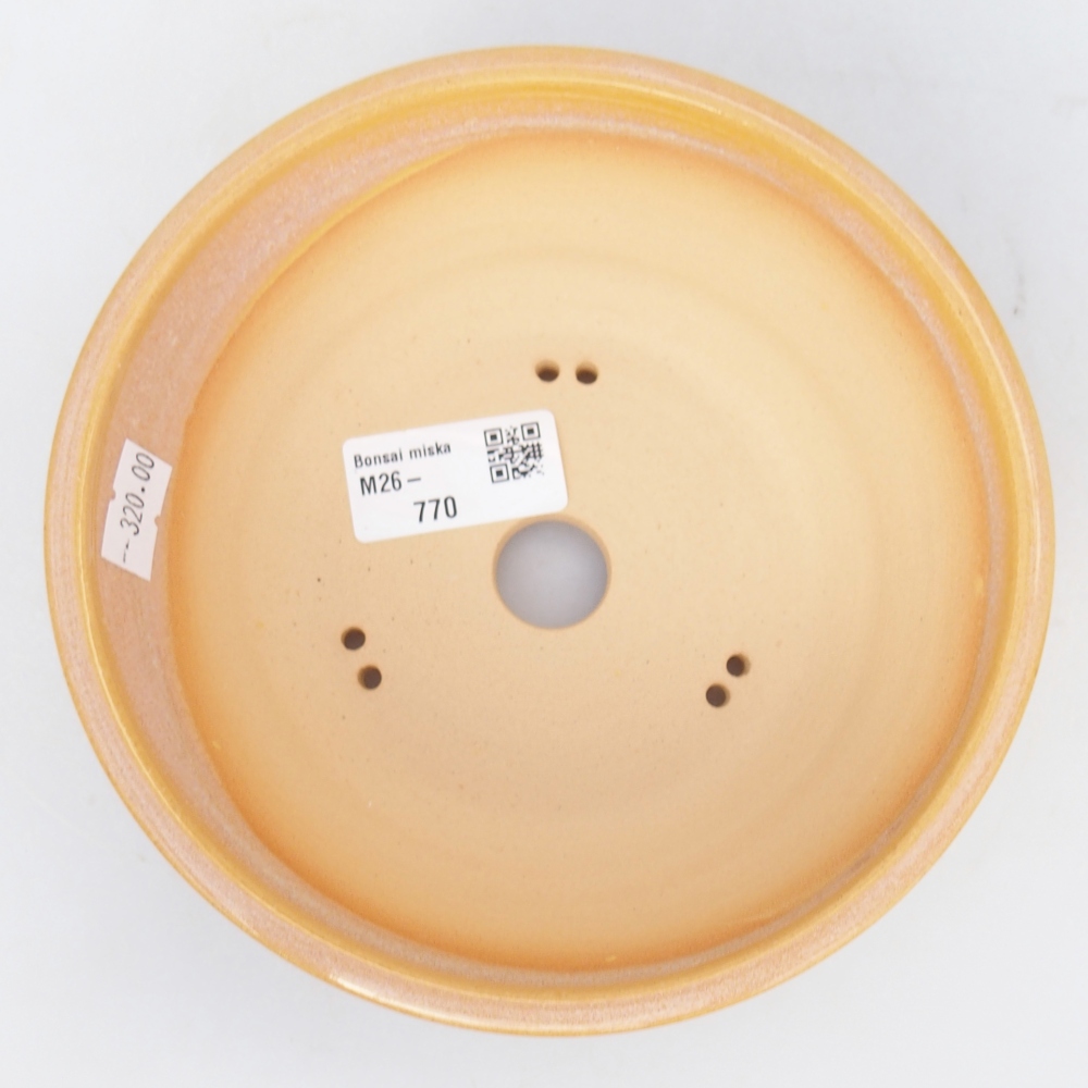 Ceramic bonsai bowl 16 x 16 x 5,5 cm, colour brown-yellow