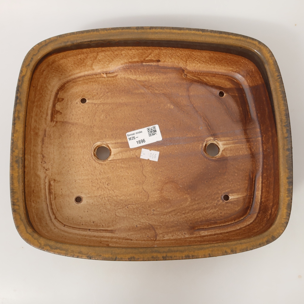 Ceramic bonsai pot, 29.5 x 25 x 7 cm, brown
