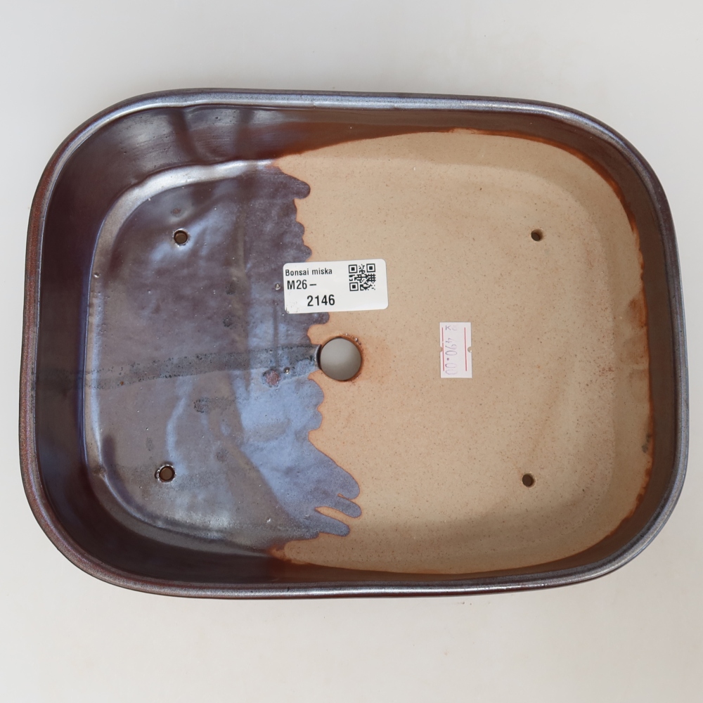 Ceramic bonsai pot, 23 x 18 x 5.5 cm, burgundy