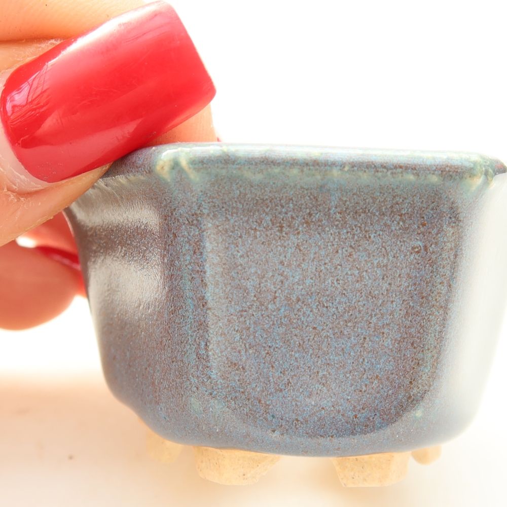 Ceramic bonsai pot, 5.5 x 5 x 3 cm, gray