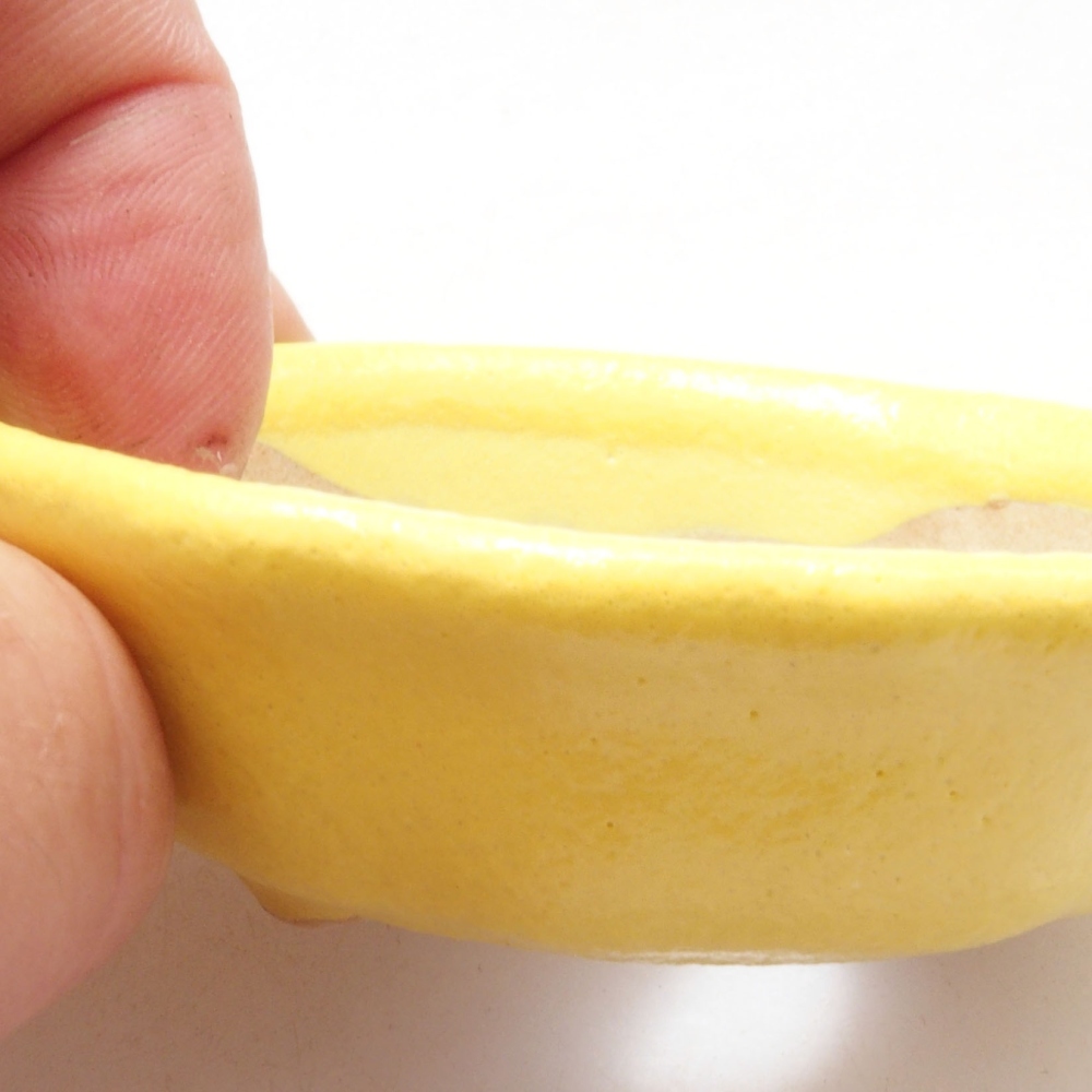 Ceramic bonsai bowl 7 x 7 x 2 cm, yellow