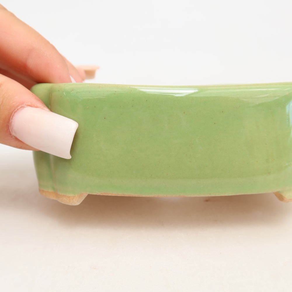 Ceramic bonsai pot, 10.5 x 8 x 4 cm, green