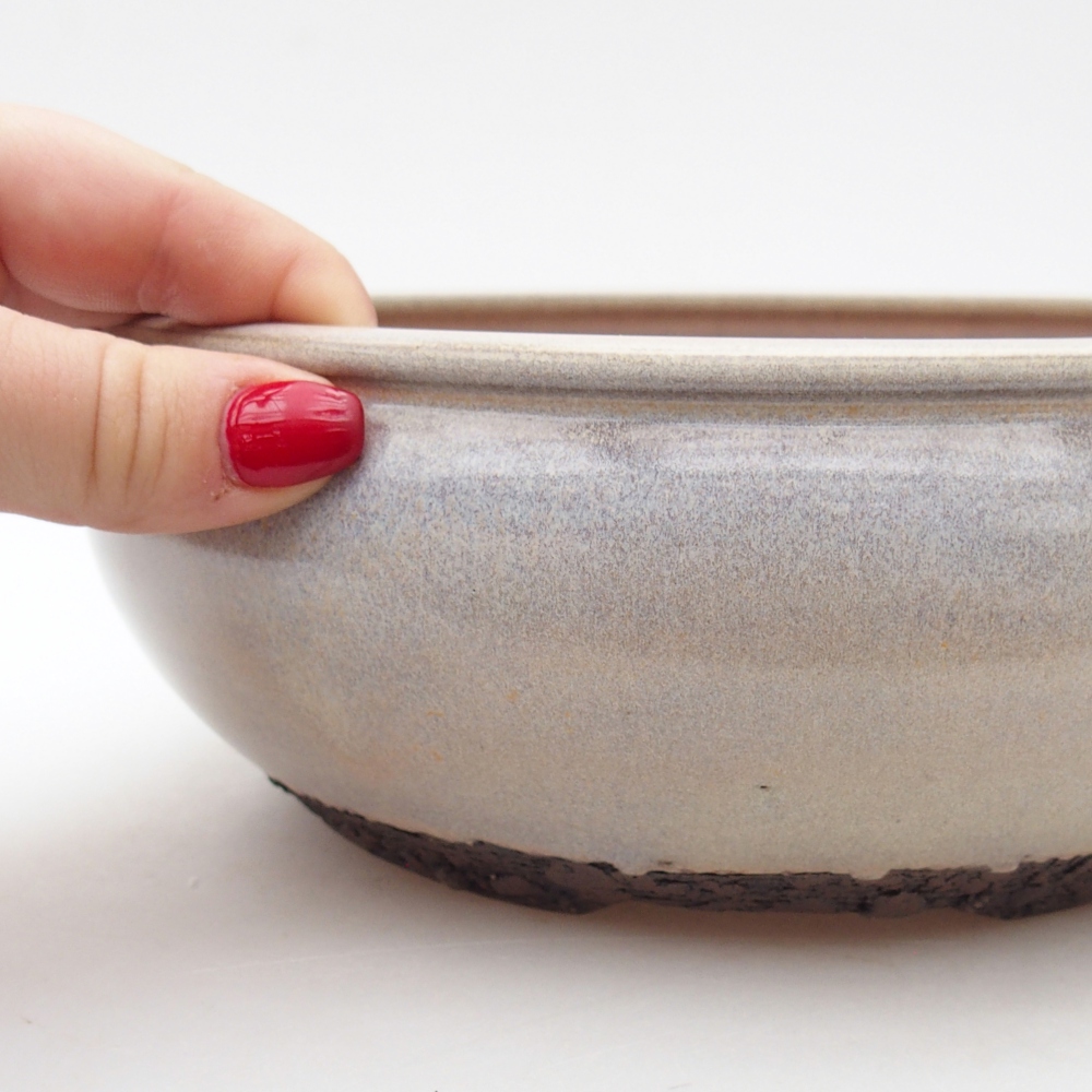 Ceramic bonsai bowl 20 x 20 x 7,5 cm, colour beige