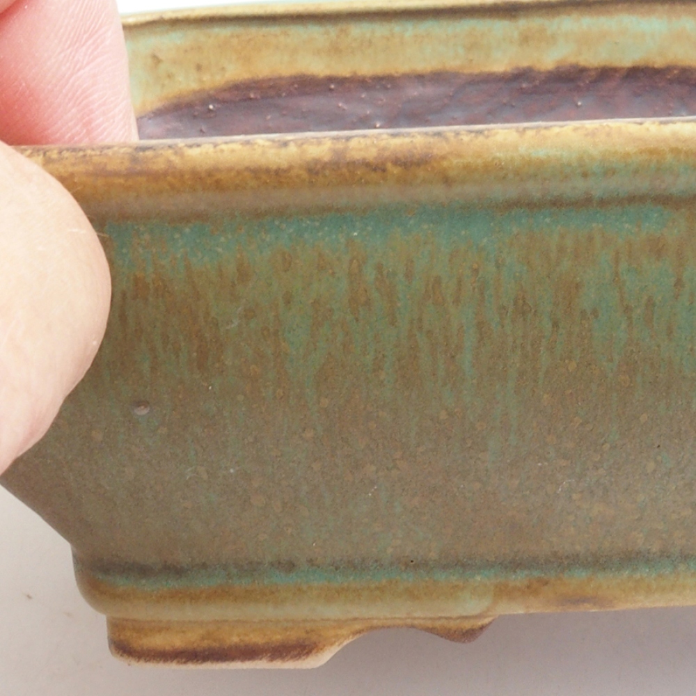 Ceramic bonsai bowl 14 x 12 x 5 cm, color green