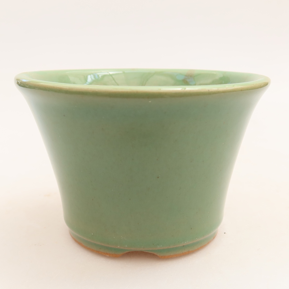 Ceramic bonsai bowl 11 x 11 x 7 cm, green