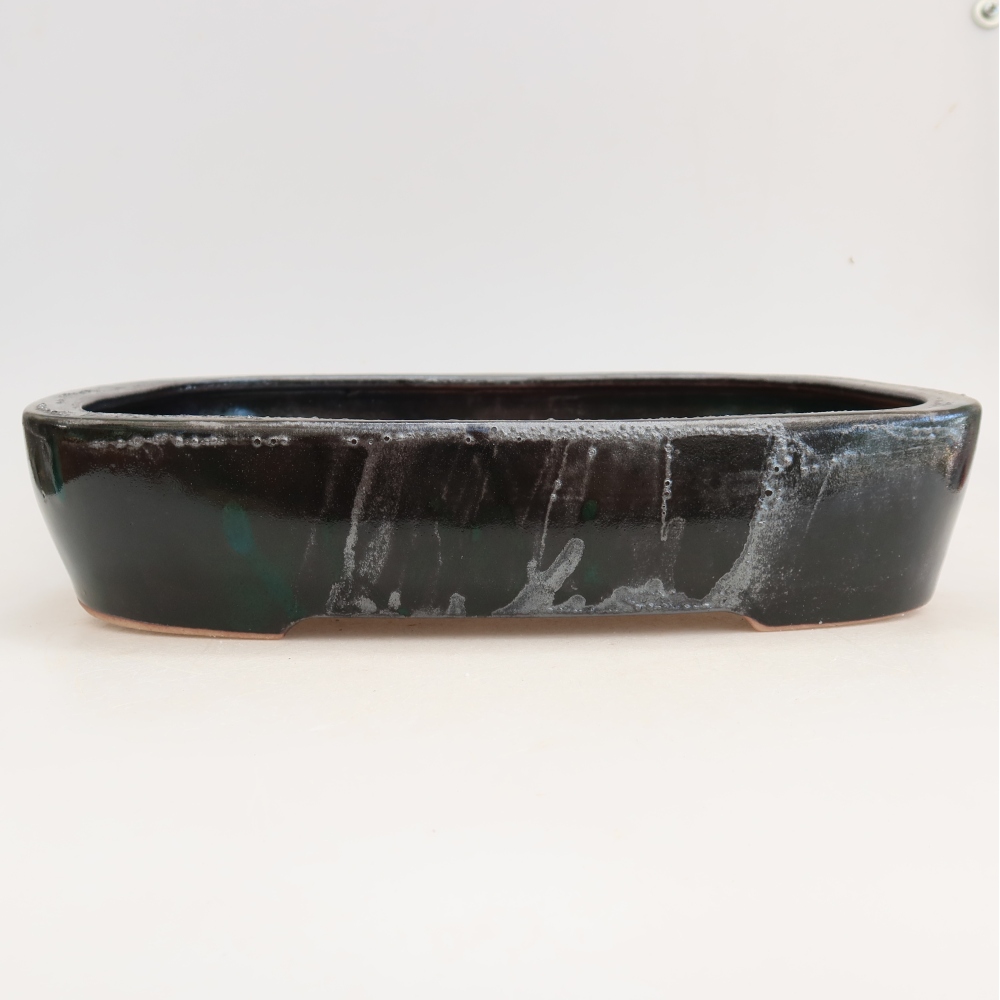 Ceramic bonsai pot, 32 x 24.5 x 6.5 cm, green