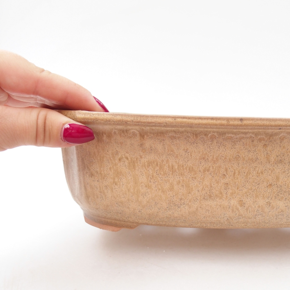 Ceramic bonsai bowl 24,5 x 21 x 7 cm, color beige