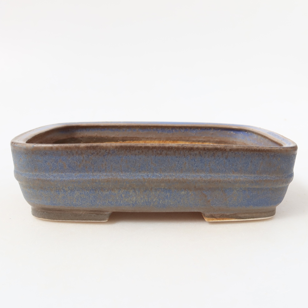 Ceramic bonsai pot, 17.5 x 13.5 x 4.5 cm, blue