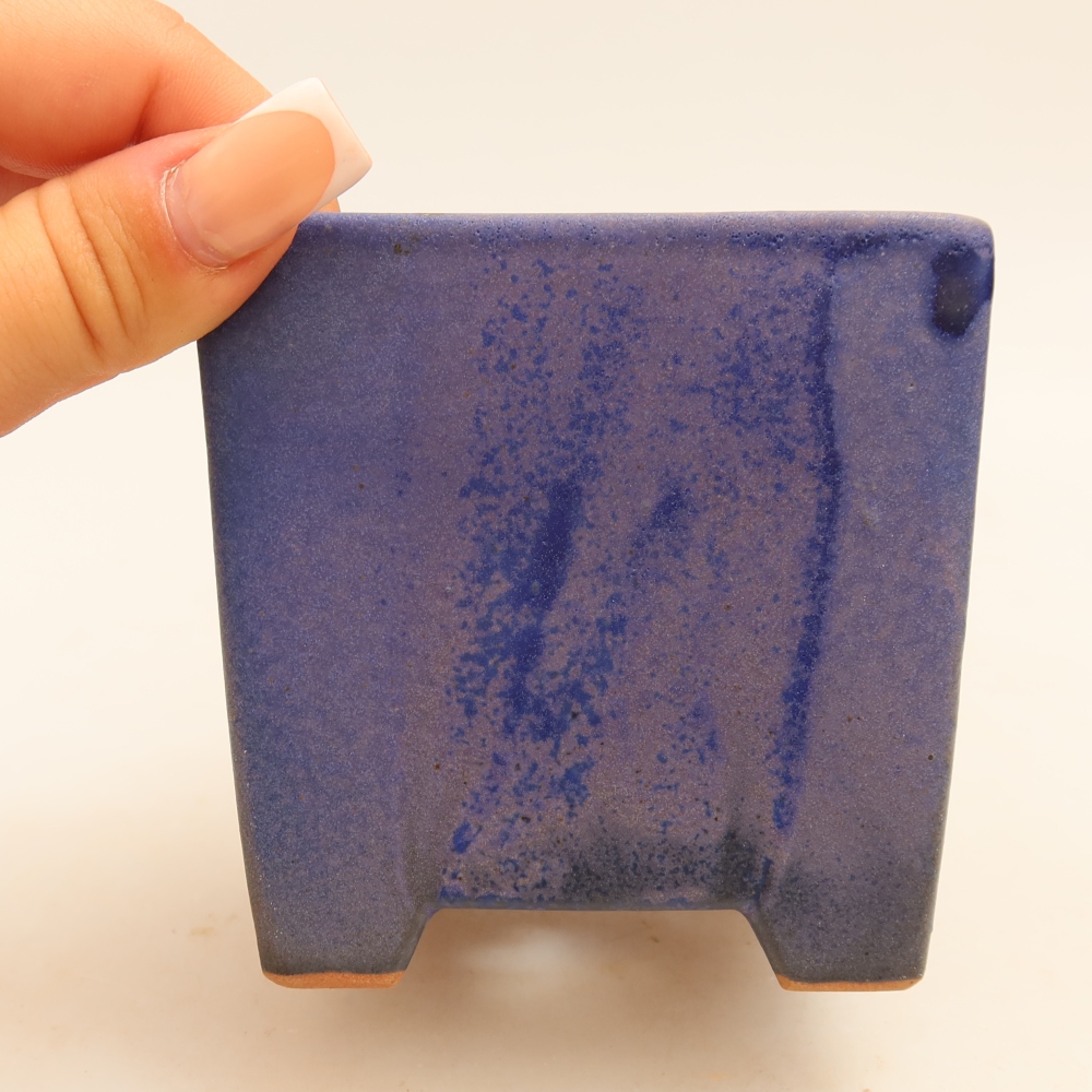 Ceramic bonsai pot, 9 x 9 x 8.5 cm, blue