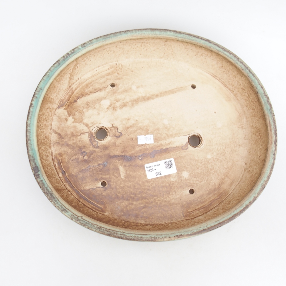 Ceramic bonsai bowl 31,5 x 28,5 x 6,5 cm, green