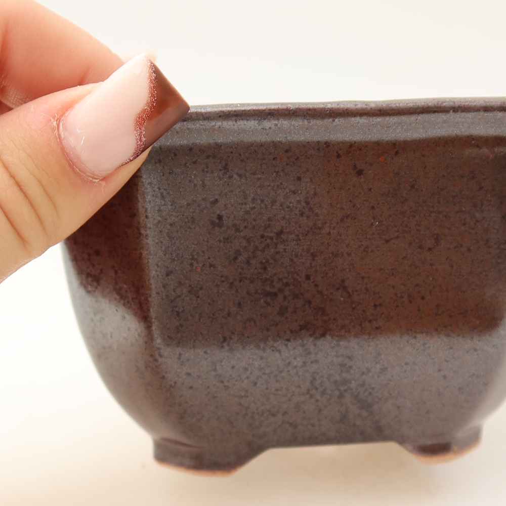 Ceramic bonsai pot, 10 x 10 x 6.5 cm, brown