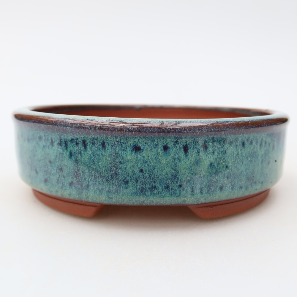 Ceramic bonsai pot, 13 x 13 x 4 cm, green