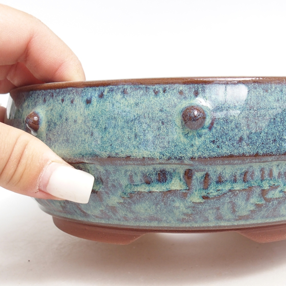 Ceramic bonsai bowl 17 x 17 x 6 cm, colour blue